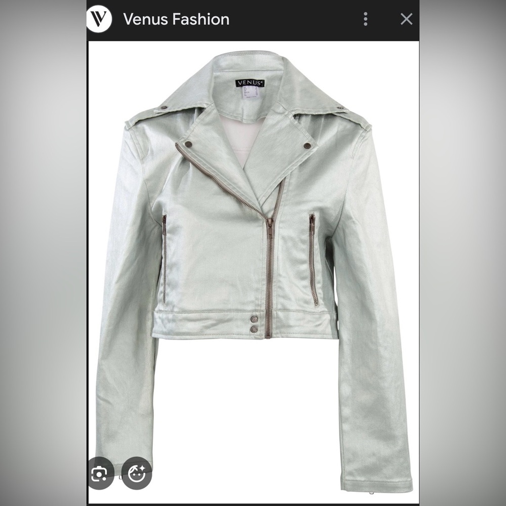 VENUS Pale Mint Cropped Moto Jacket